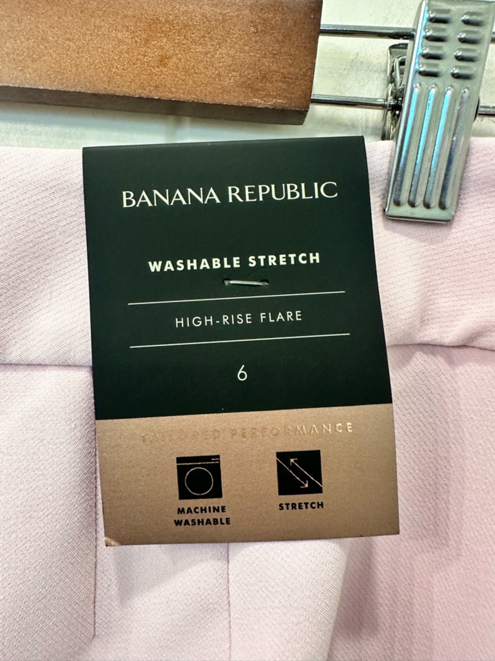 NWT Banana Republic Pink Flare Pants Washable Stretch Work Trousers High Rise 6 - Picture 5 of 7
